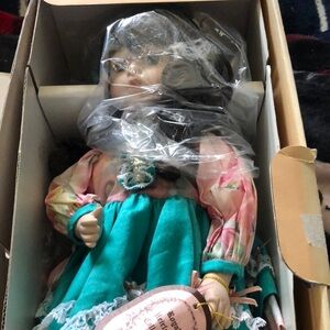 Teal and Pink Porcelain Doll collectible vintage